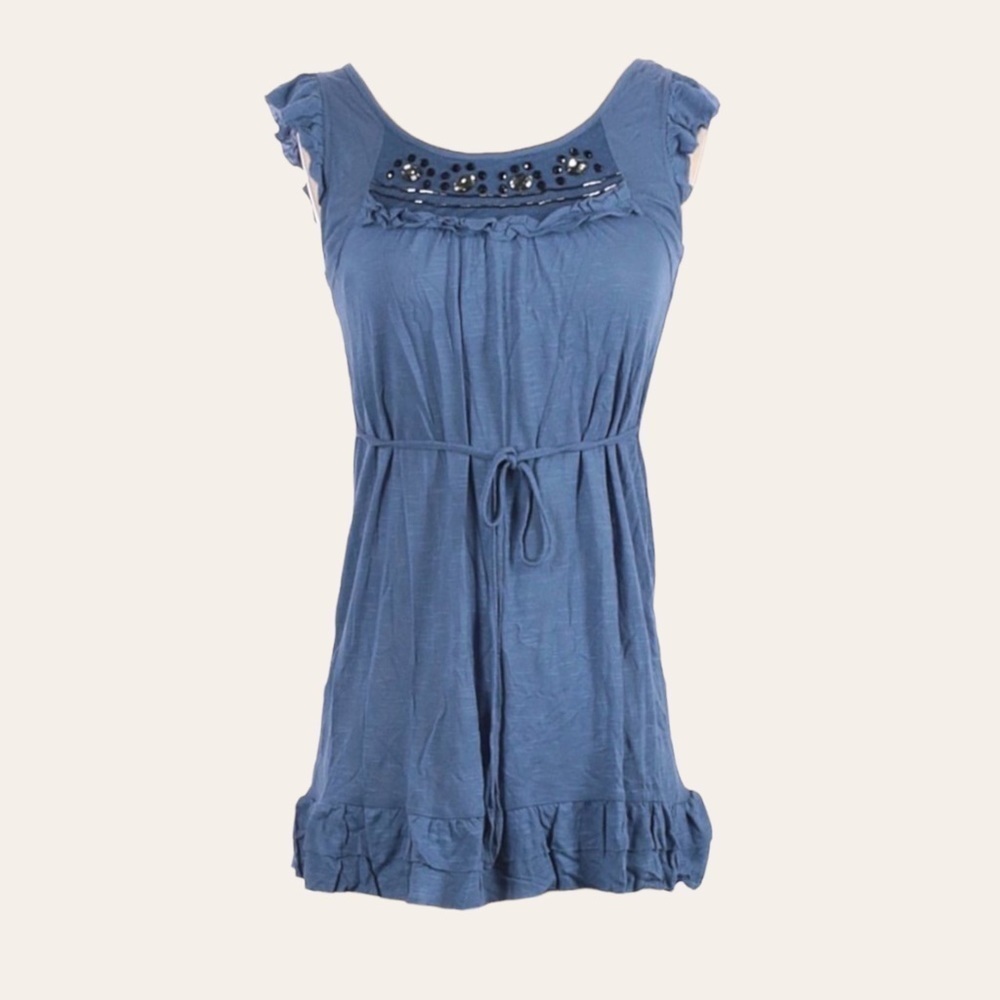 🌺 American Rag Cie Bejeweled Cap Sleeve Blouse NWT S